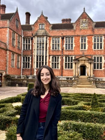 Malak, Sam Pegram scholar outside Heslington Hall